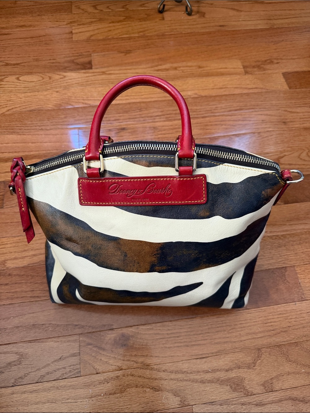 Dooney & Bourke Red, Black & Cream Zebra-Print Satchel